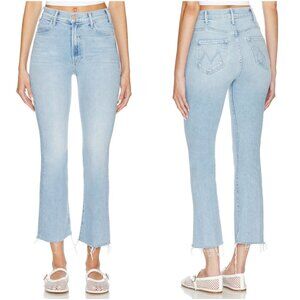 NWT Mother Hustler Ankle Fray Jeans Lost Art Light Blue High Rise Bootcut Sz 30